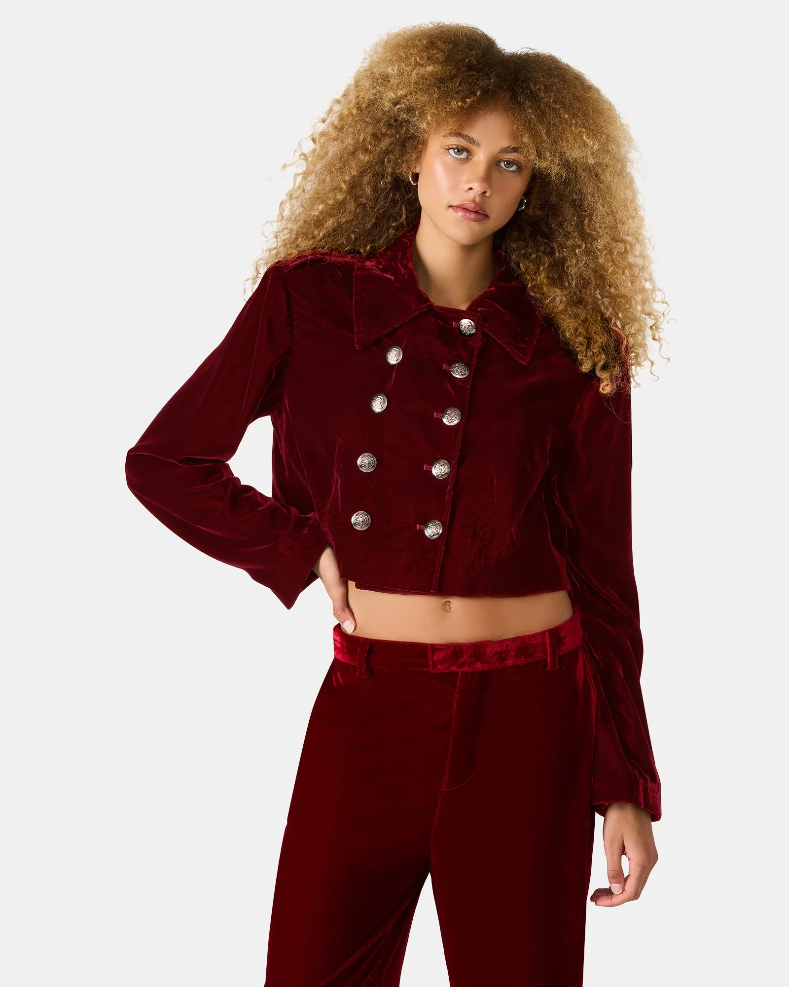 TONIA BLAZER RED VELVET sold by Steve Madden