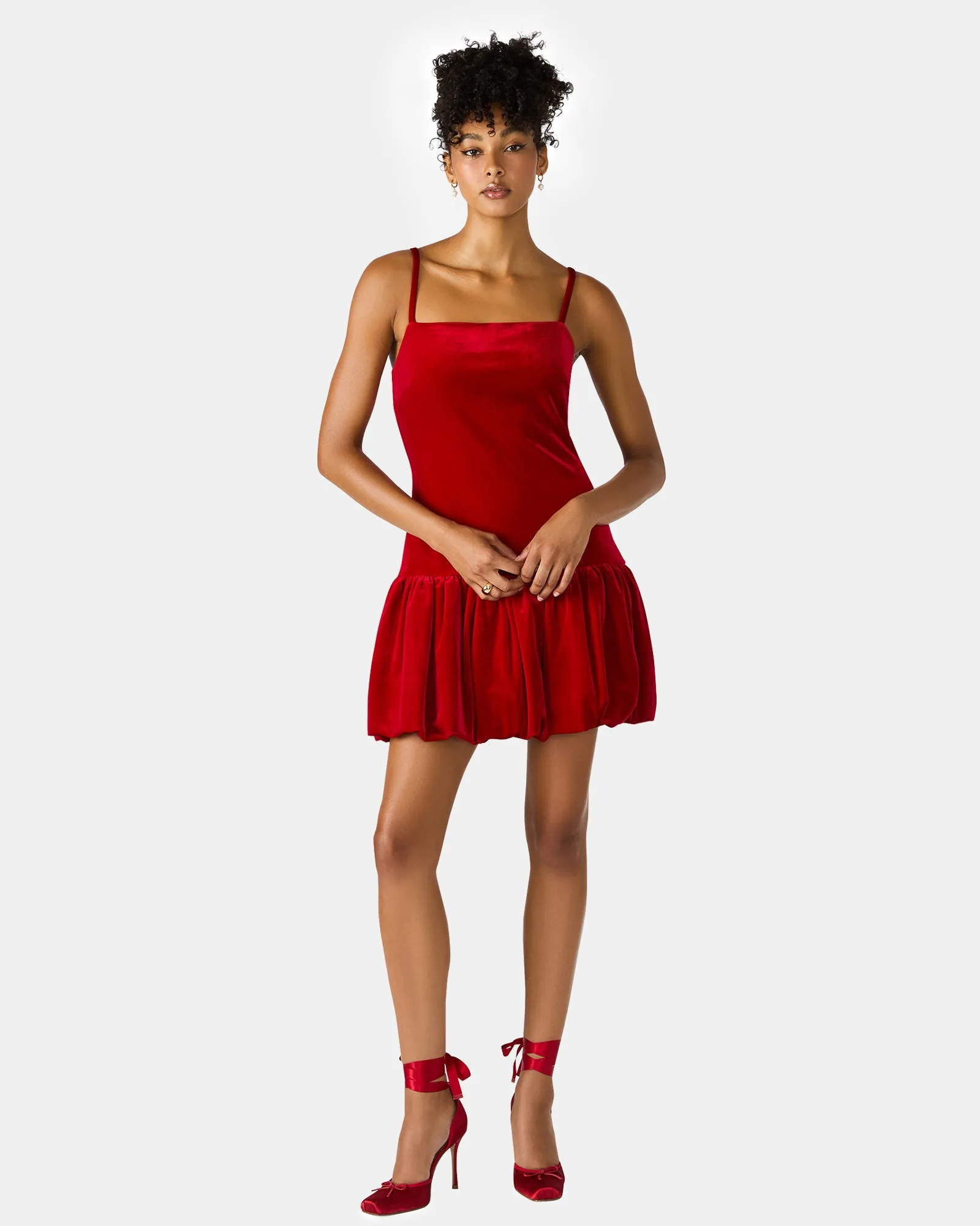 GIOVANNA DRESS RED VELVET sold by Steve Madden