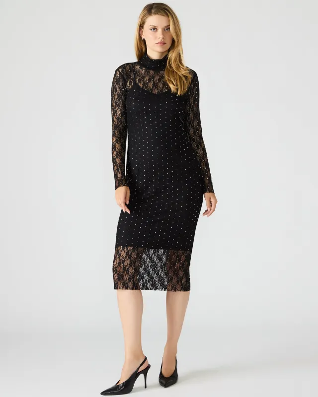 VIVIENNE STUDDED LACE DRESS BLACK sold by Steve Madden