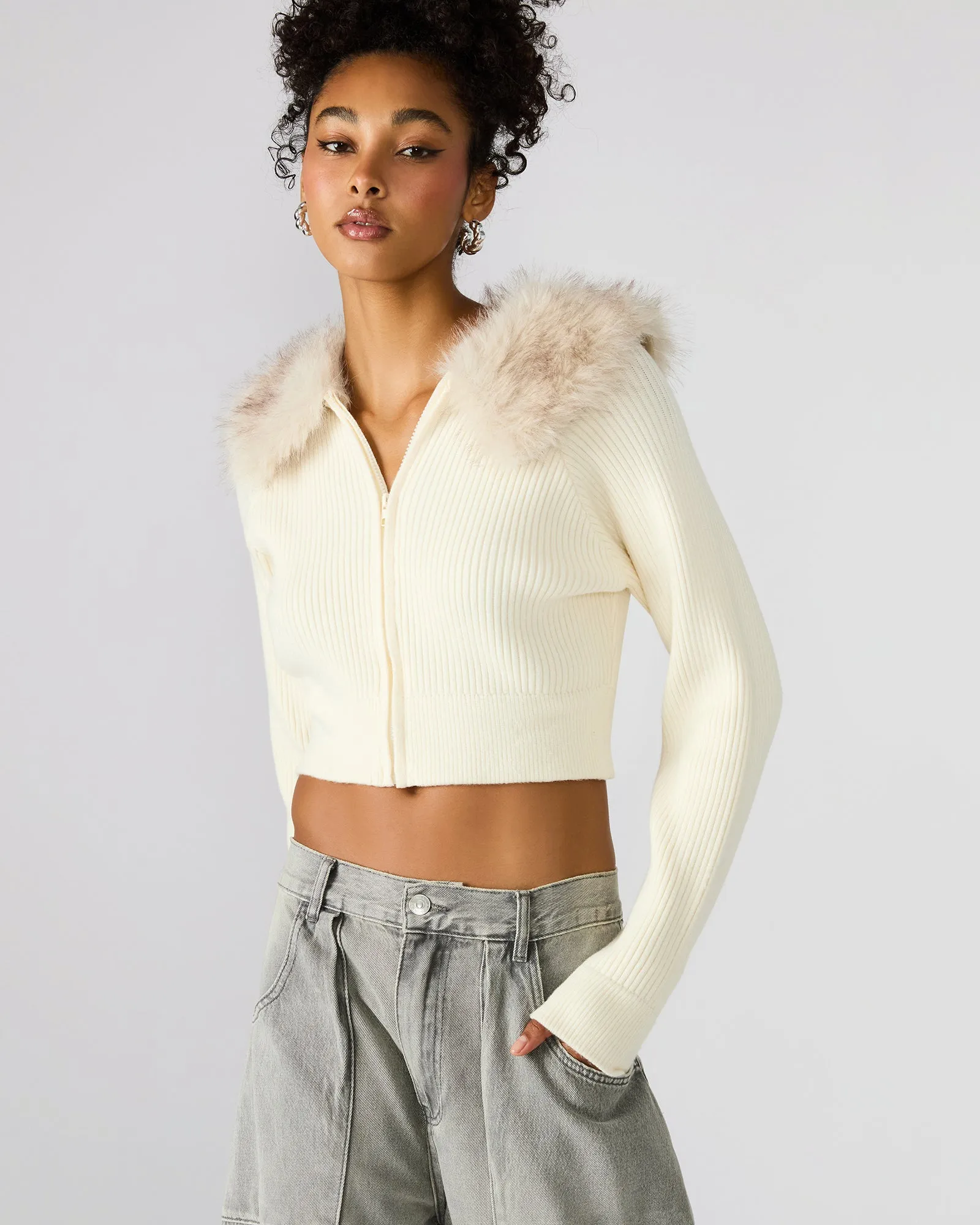 LYSIA SWEATER JACKET CREAM sold by Steve Madden product image thumbnail 3