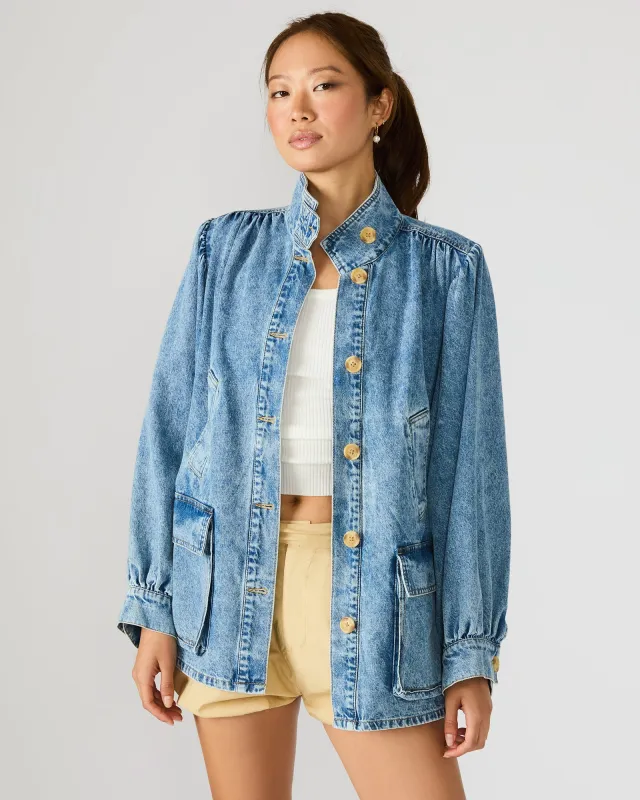 MARCELINE DENIM JACKET FOREVER BLUE sold by Steve Madden