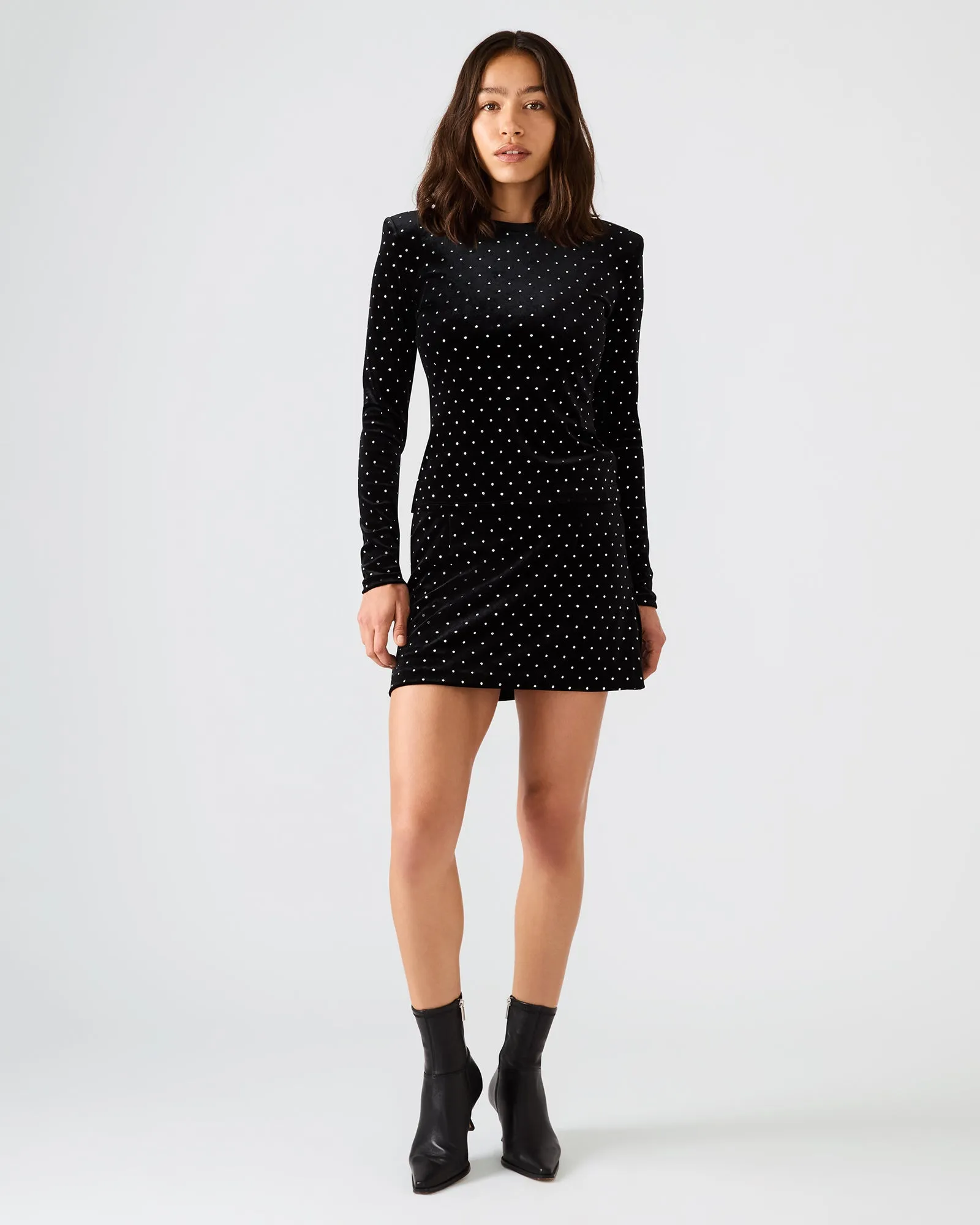 CINDI STUDDED VELVET SKIRT BLACK sold by Steve Madden