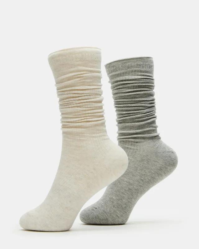 SLOUCHY RIB SOCKS OATMEAL HEATHER sold by Steve Madden
