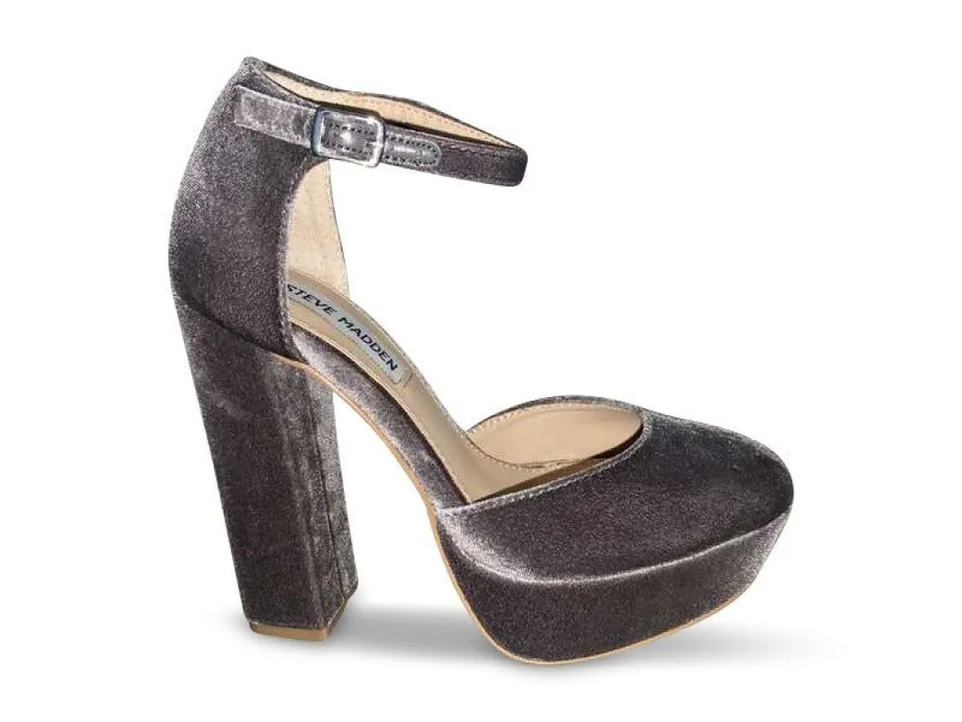 DARLA HEELS IN GREY VELVET - SM REBOOTED sold by Steve Madden
