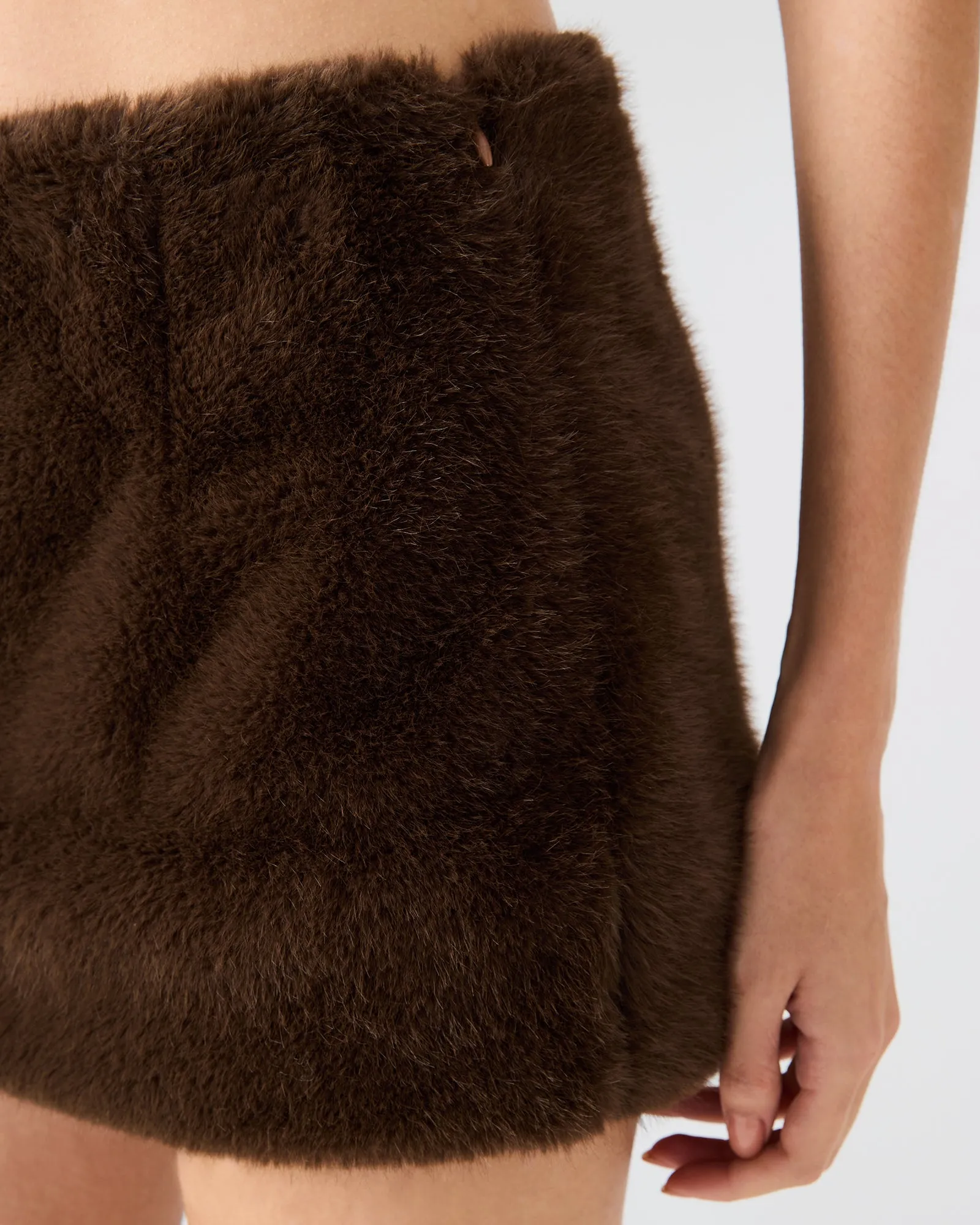 AVIVA FAUX FUR SKIRT DARK ESPRESSO sold by Steve Madden product image thumbnail 5