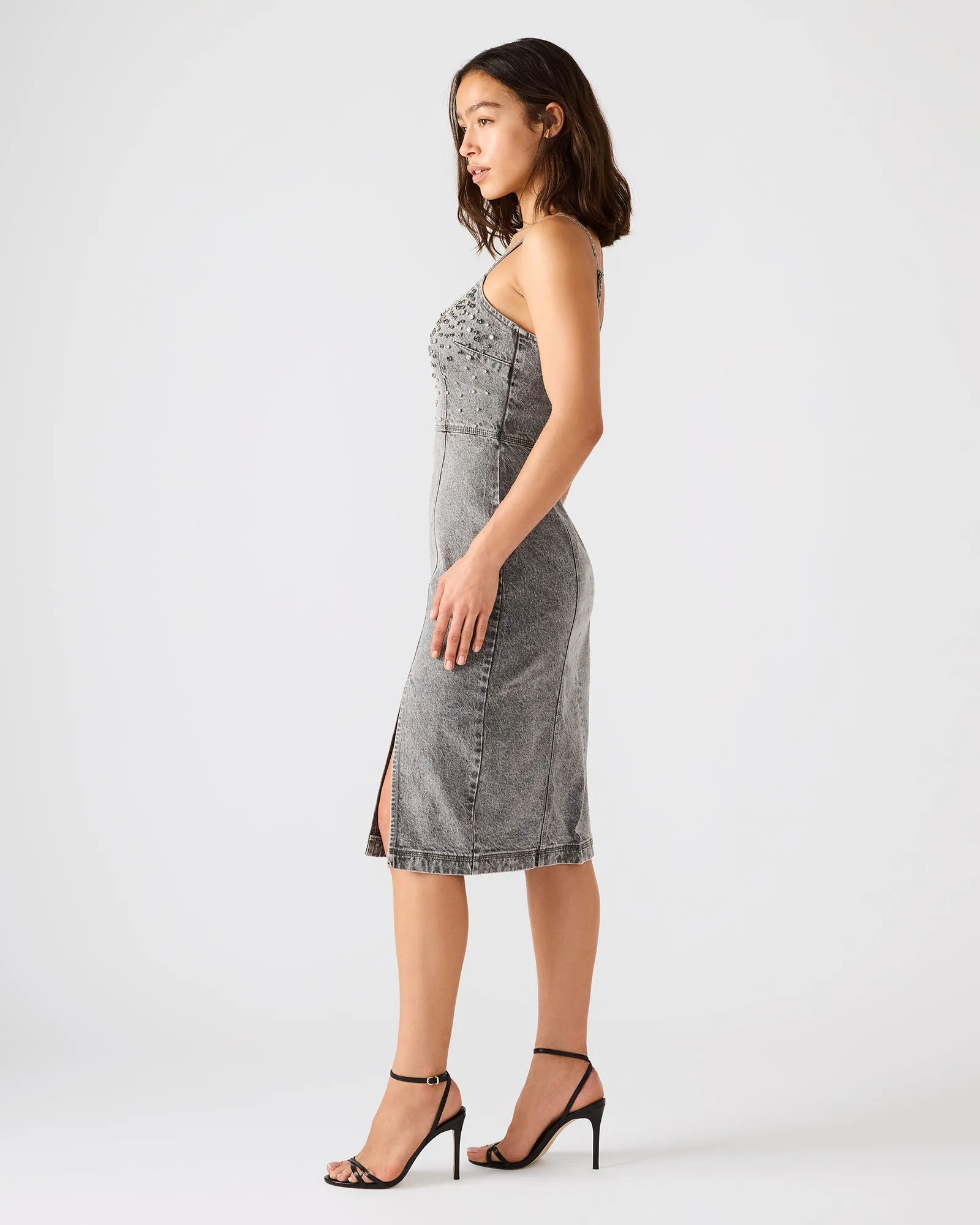 EMBELLISHED GISELLE DENIM DRESS FOG sold by Steve Madden product image thumbnail 2