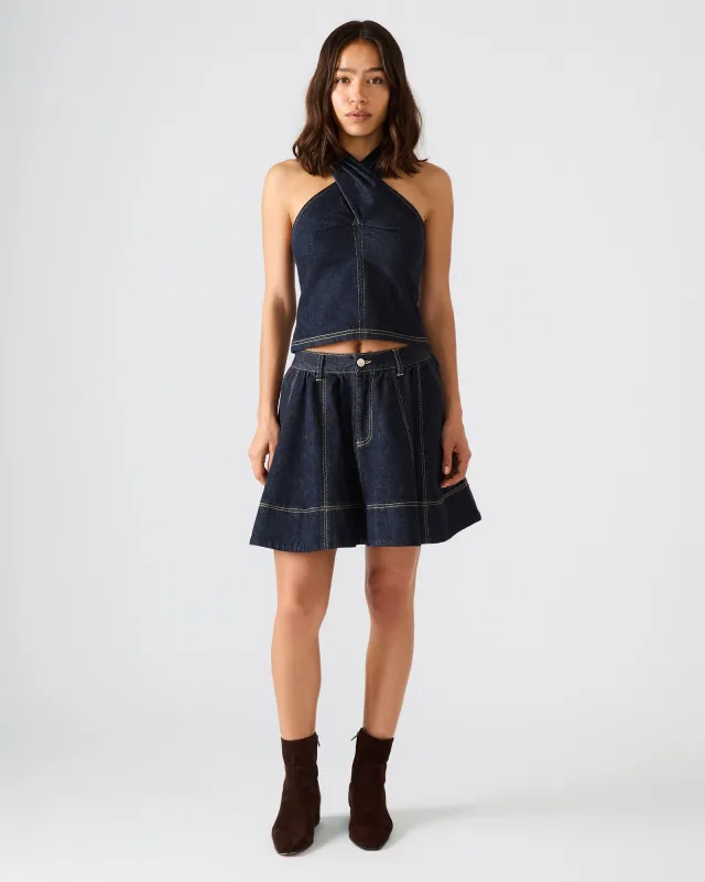 SLOAN DENIM SKIRT INK made by Steve Madden