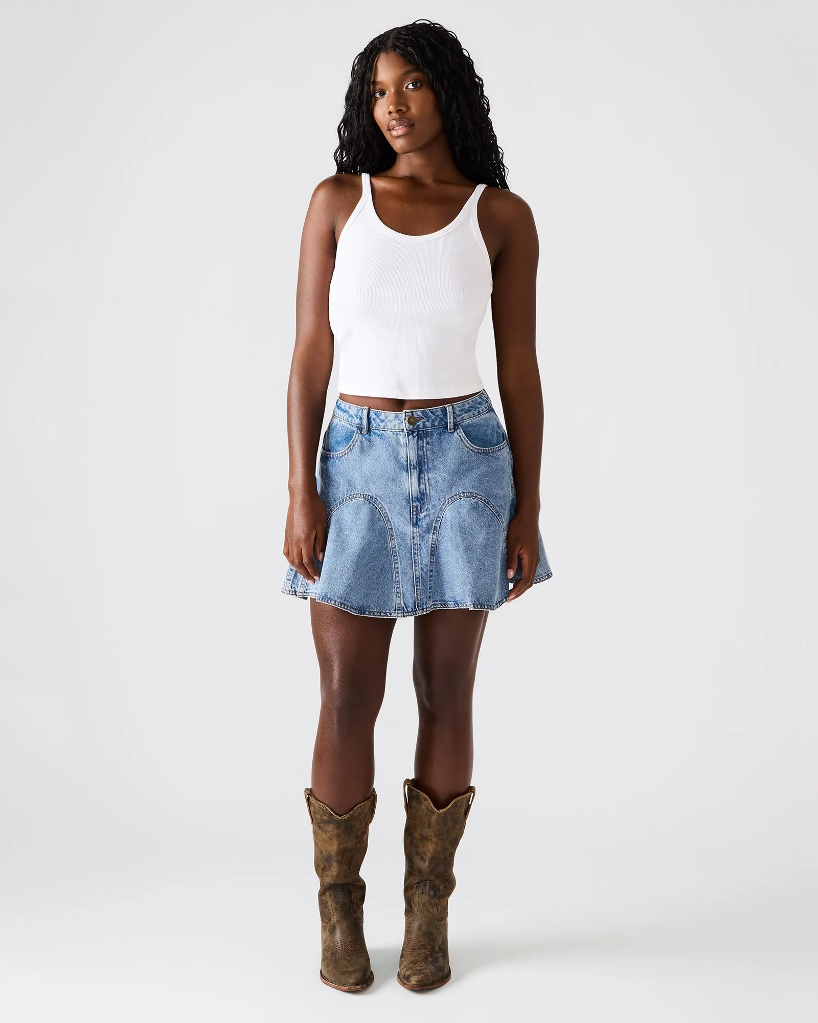 MELANY DENIM SKIRT FOREVER BLUE sold by Steve Madden