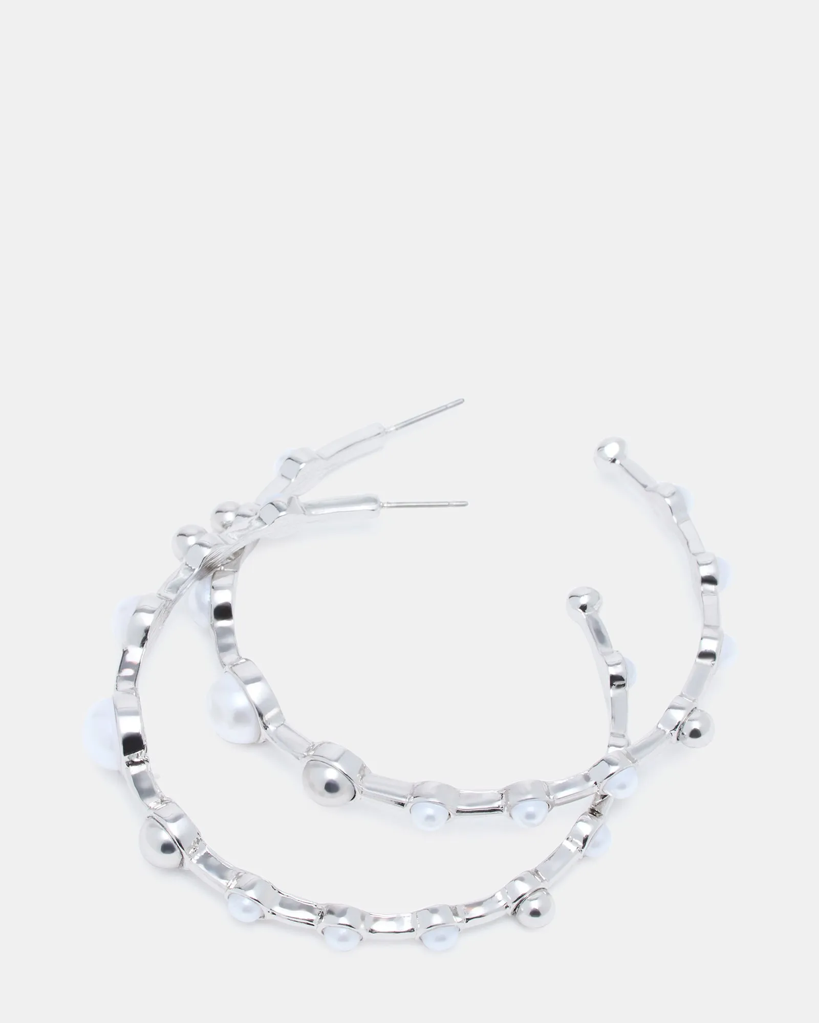PEARL HOOP EARRINGS SILVER sold by Steve Madden