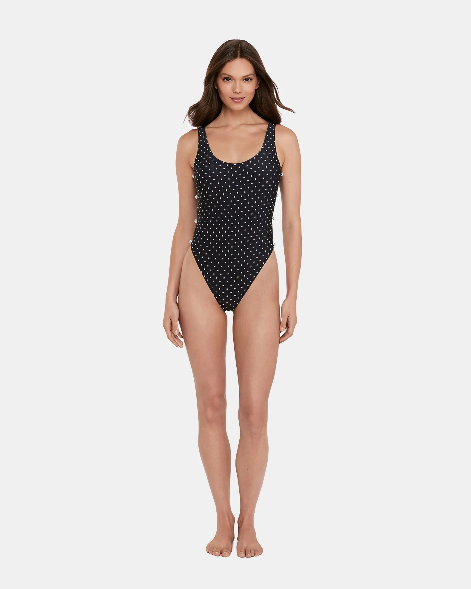 DARLING DOT ONE PIECE SWIMSUIT BLACK MULTI sold by Steve Madden
