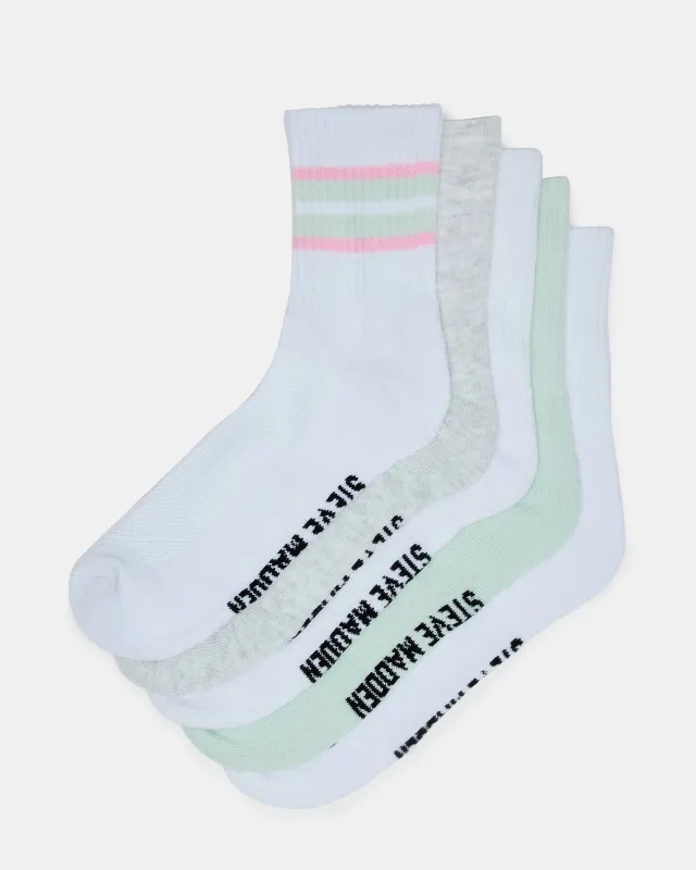 5 PACK STRIPED SOCKS WHITE MULTI sold by Steve Madden
