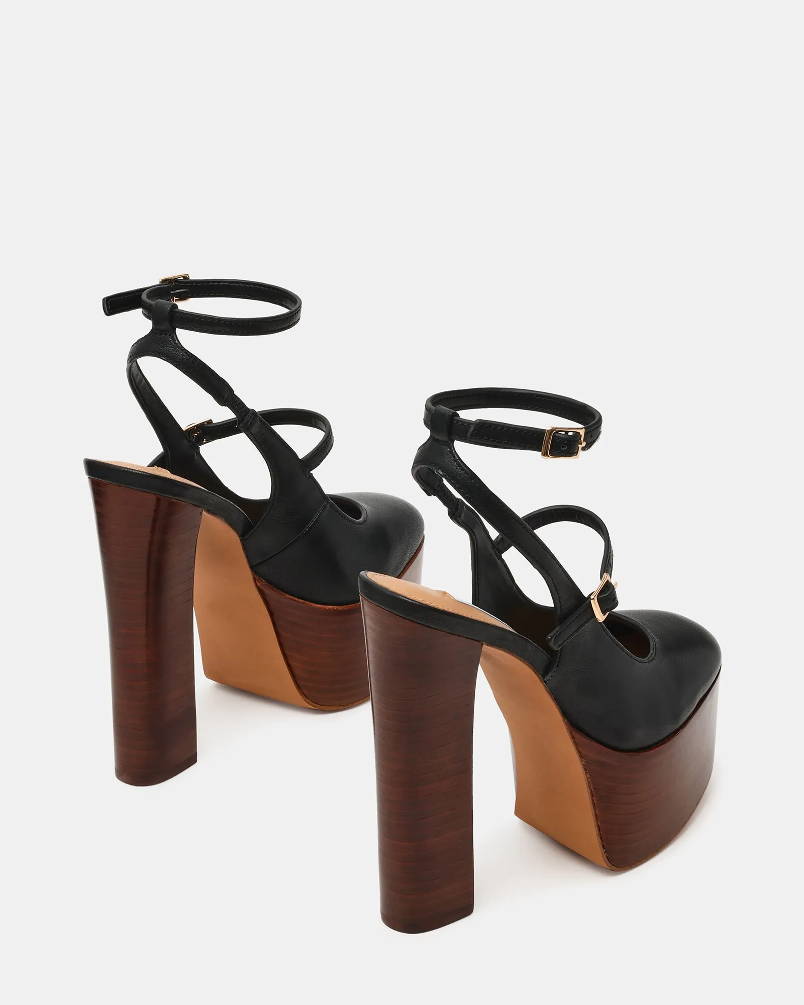 SCOTLYN STACKED BLACK LEATHER sold by Steve Madden product image thumbnail 5