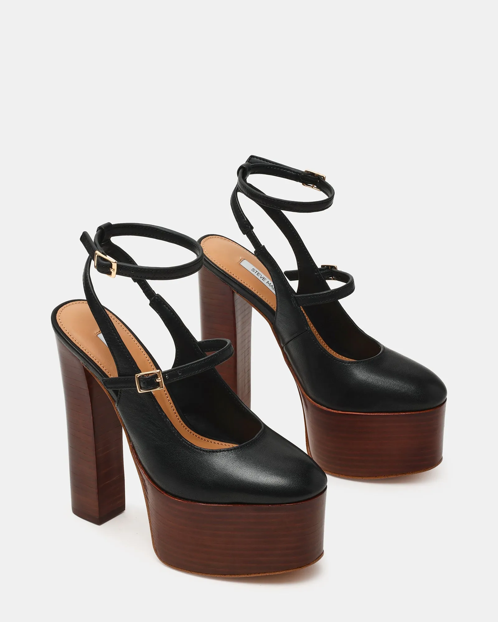 SCOTLYN STACKED BLACK LEATHER sold by Steve Madden product image thumbnail 2