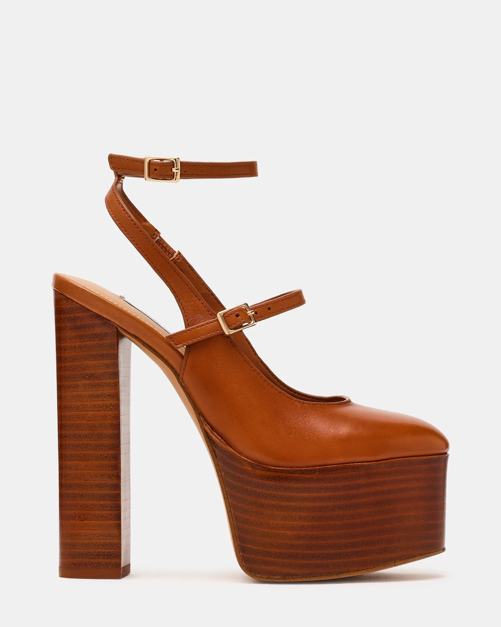 SCOTLYN STACKED TAN LEATHER sold by Steve Madden