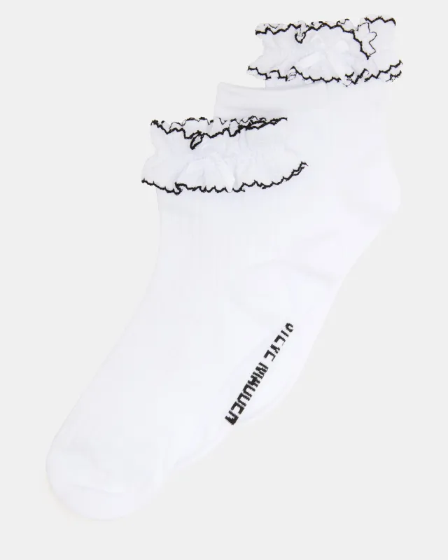 2 PACK AVA RUFFLE SOCKS WHITE sold by Steve Madden