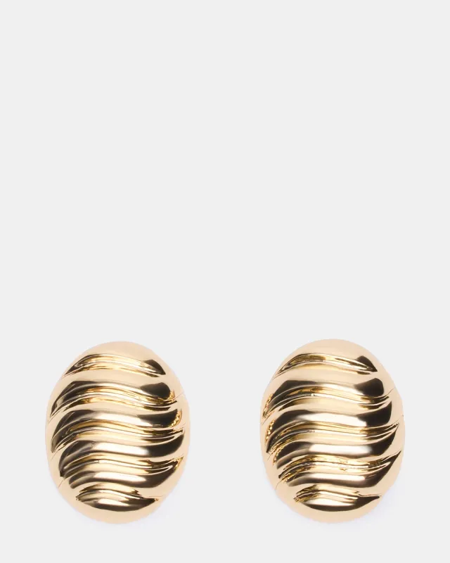 GROOVED CIRCULAR STUD EARRINGS GOLD sold by Steve Madden