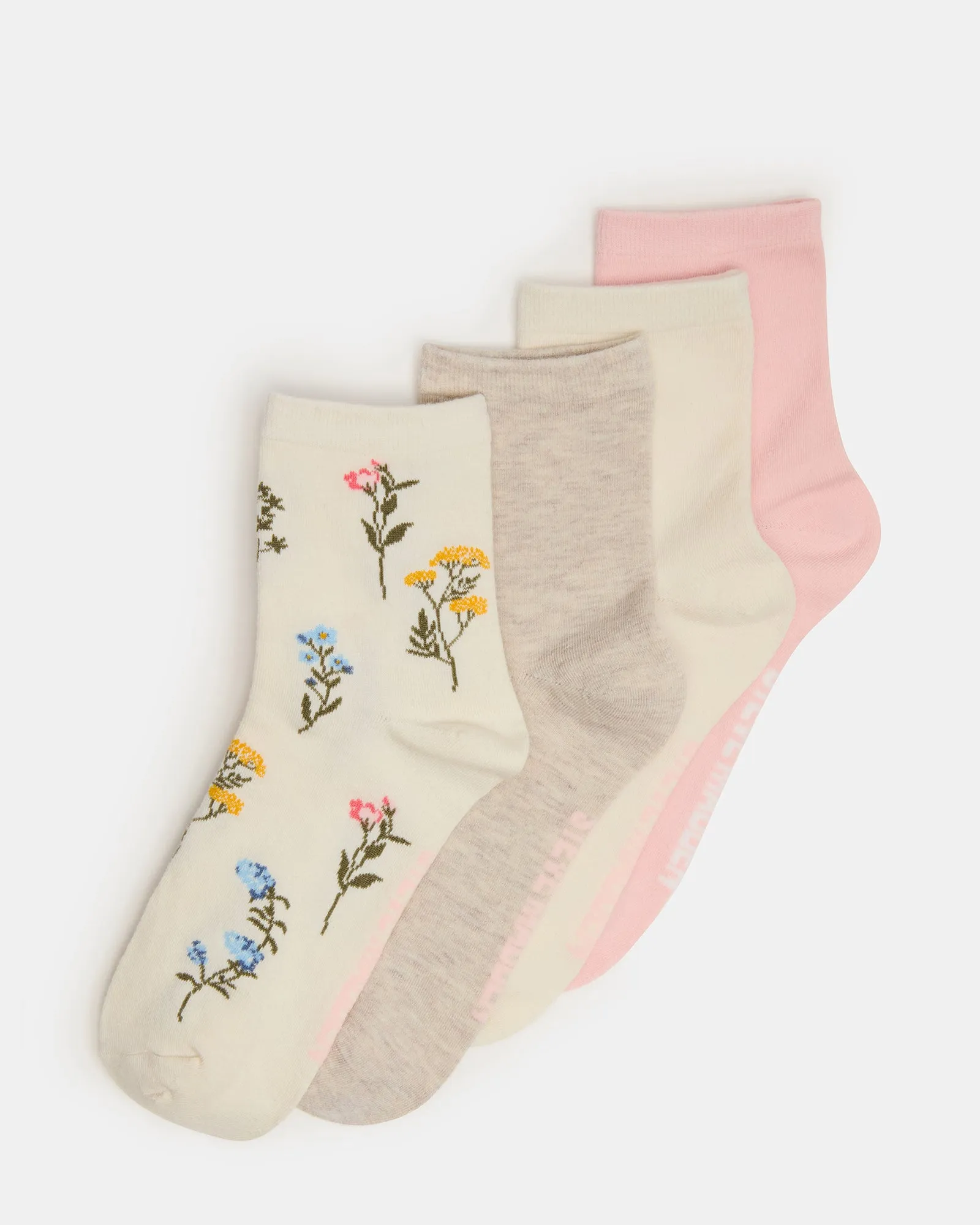 4 BLOOM PACK FLOWER SOCKS IVORY MULTI sold by Steve Madden