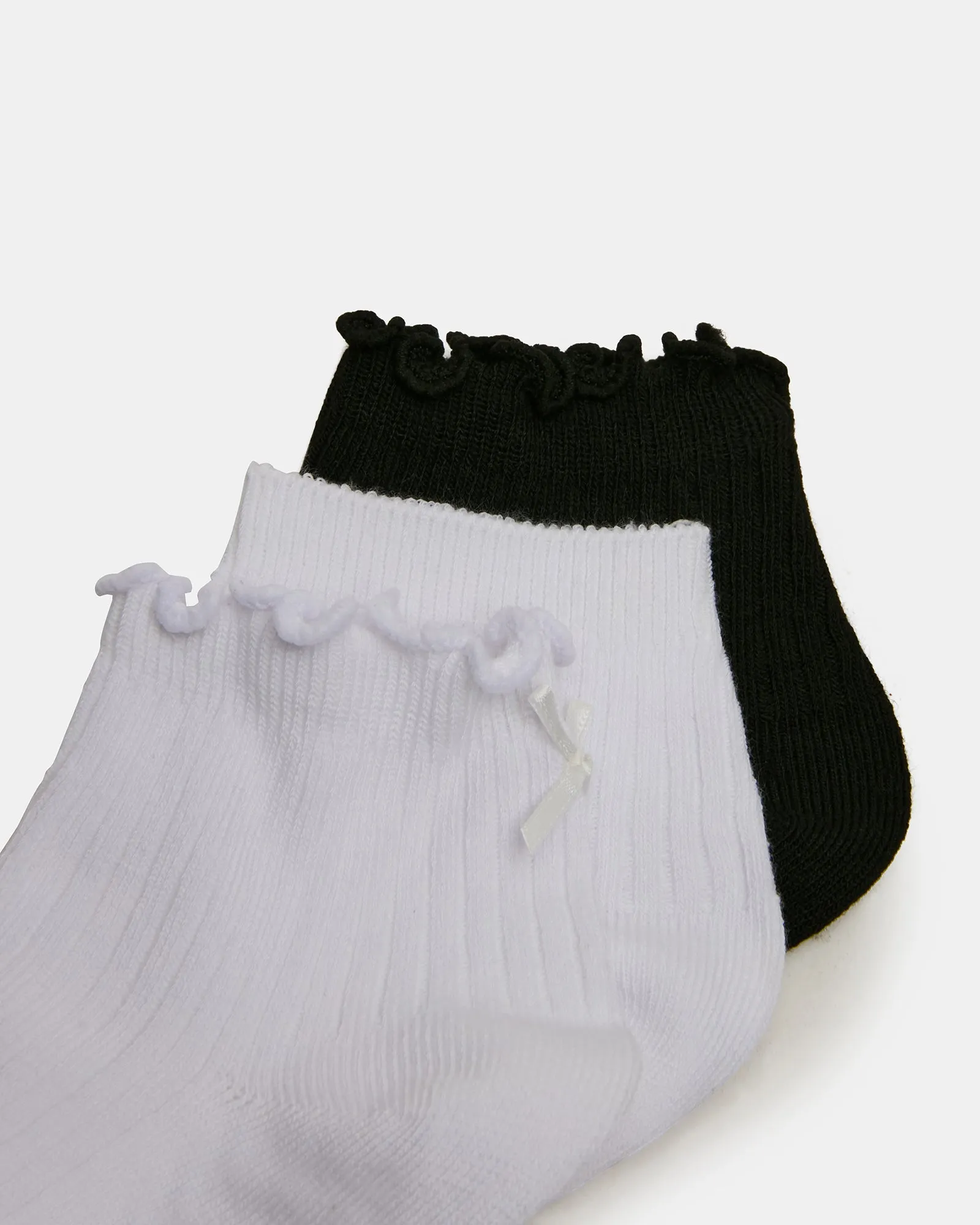 3 PACK EMMA LETTUCE EDGE SOCKS WHITE/BLACK sold by Steve Madden product image thumbnail 2