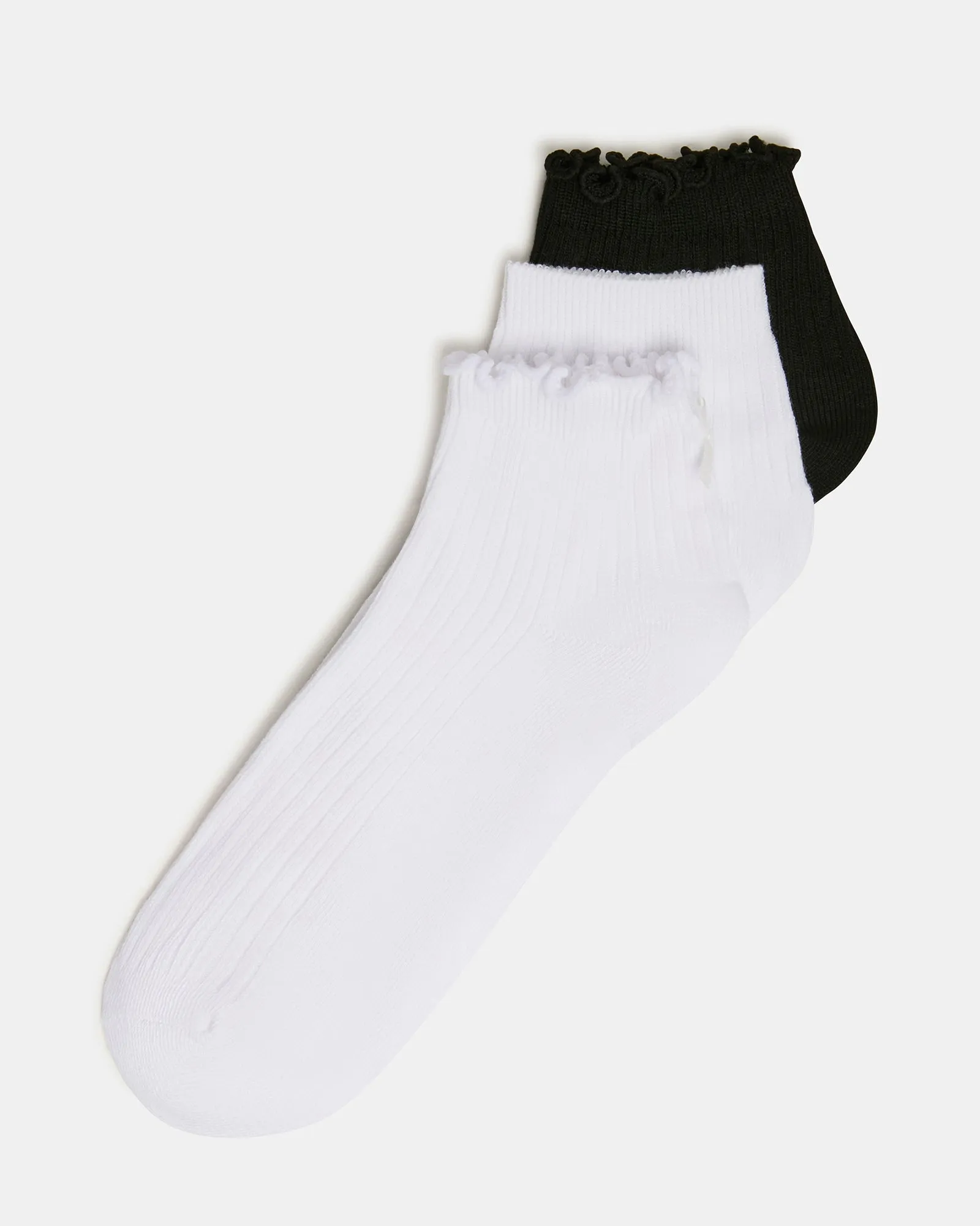 3 PACK EMMA LETTUCE EDGE SOCKS WHITE/BLACK sold by Steve Madden