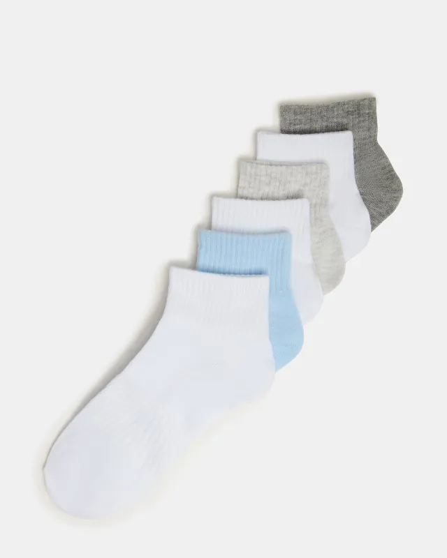 6 PACK PEYTON RIBBED QUARTER SOCKS WHITE MULTI sold by Steve Madden