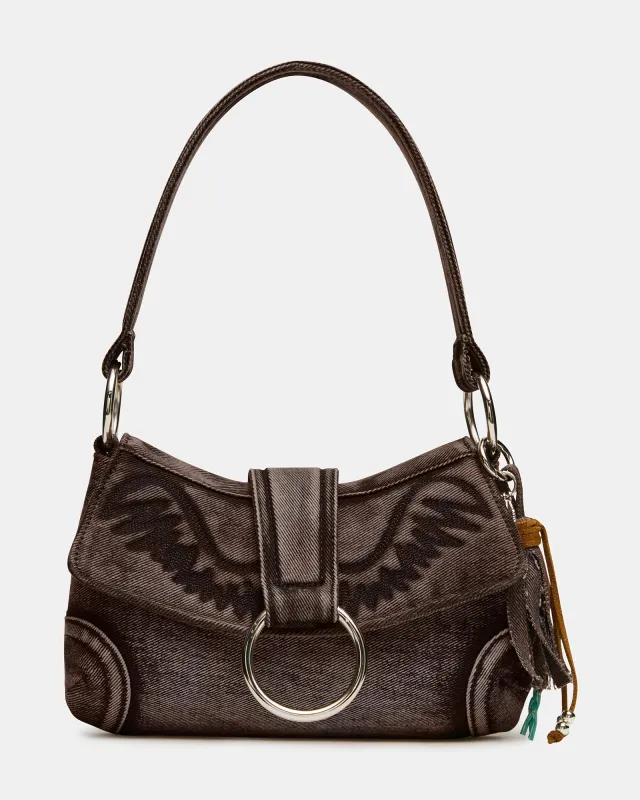 ALBANY BAG TAN DENIM sold by Steve Madden