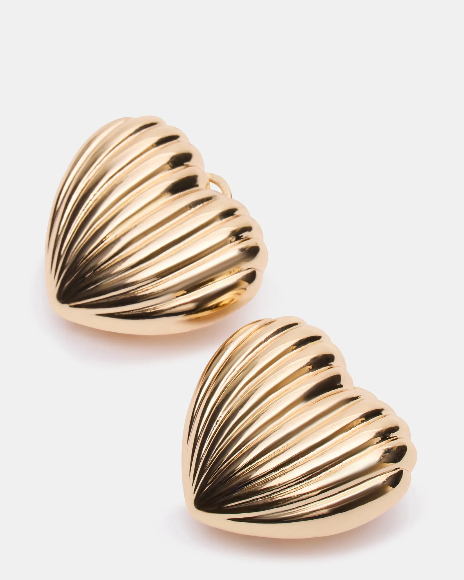 RIBBED HEART EARRINGS GOLD sold by Steve Madden product image thumbnail 2