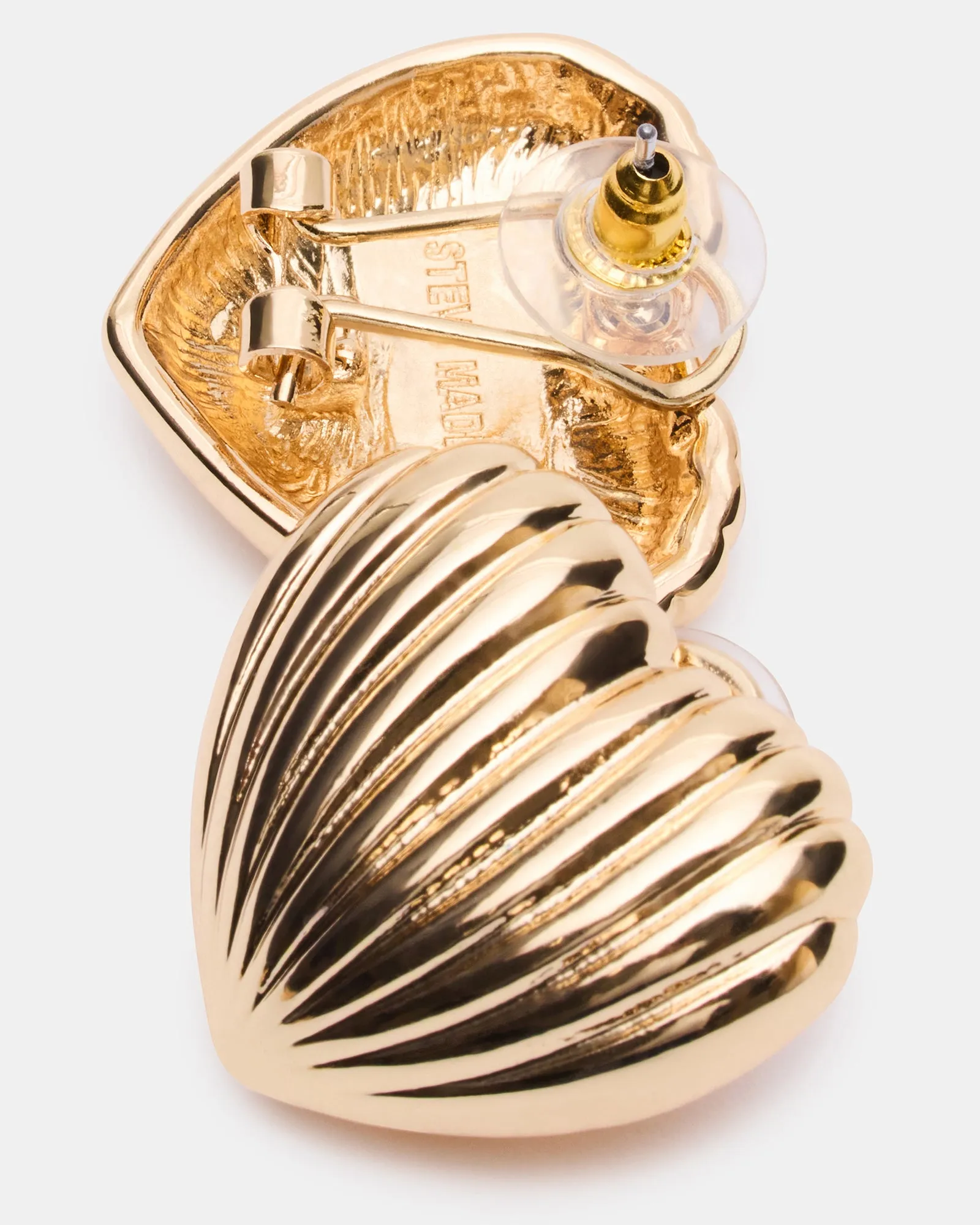 RIBBED HEART EARRINGS GOLD sold by Steve Madden product image thumbnail 3