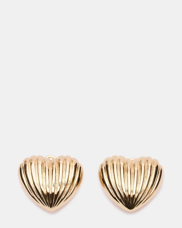 RIBBED HEART EARRINGS GOLD made by Steve Madden