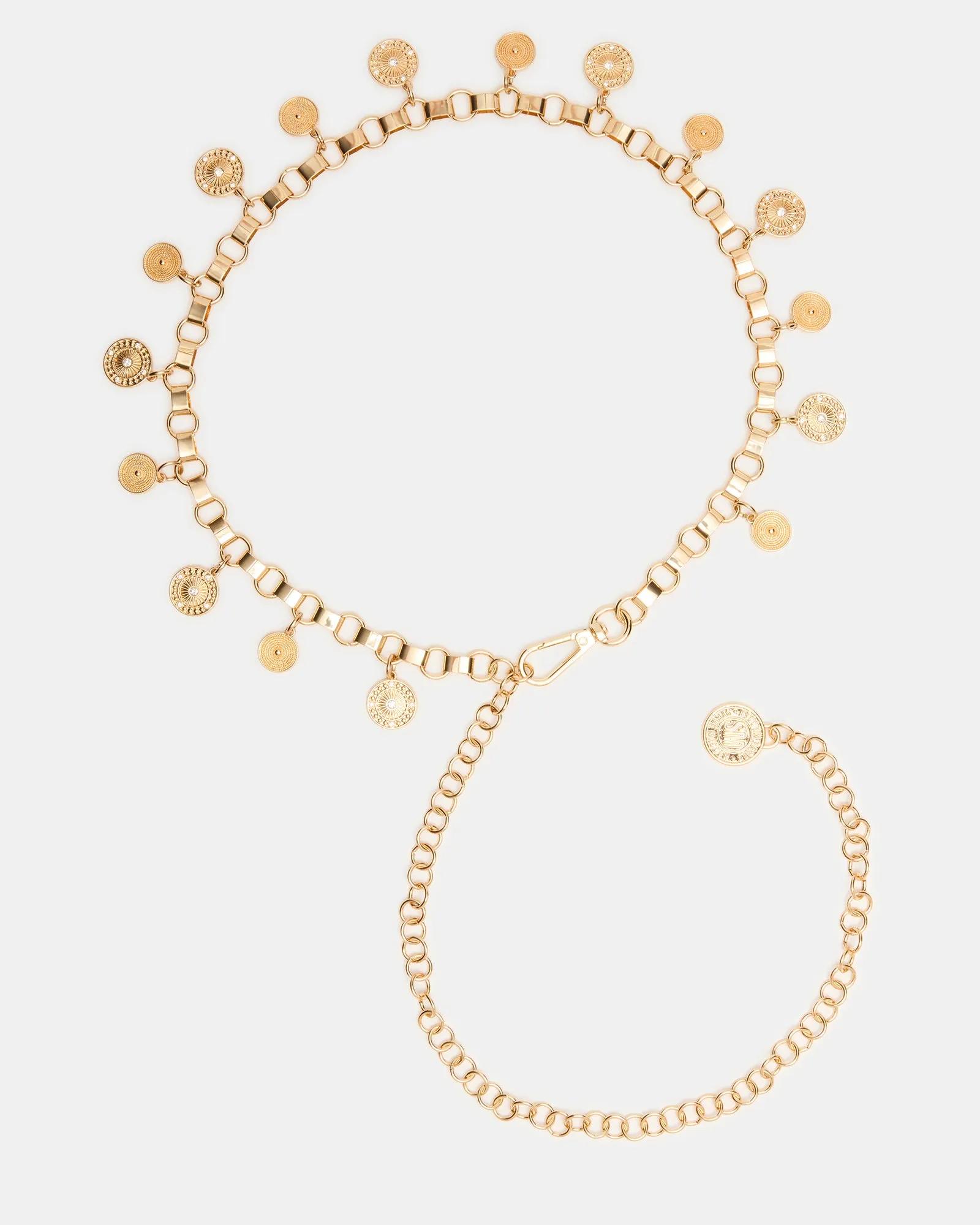 COIN CHAIN BELT GOLD sold by Steve Madden