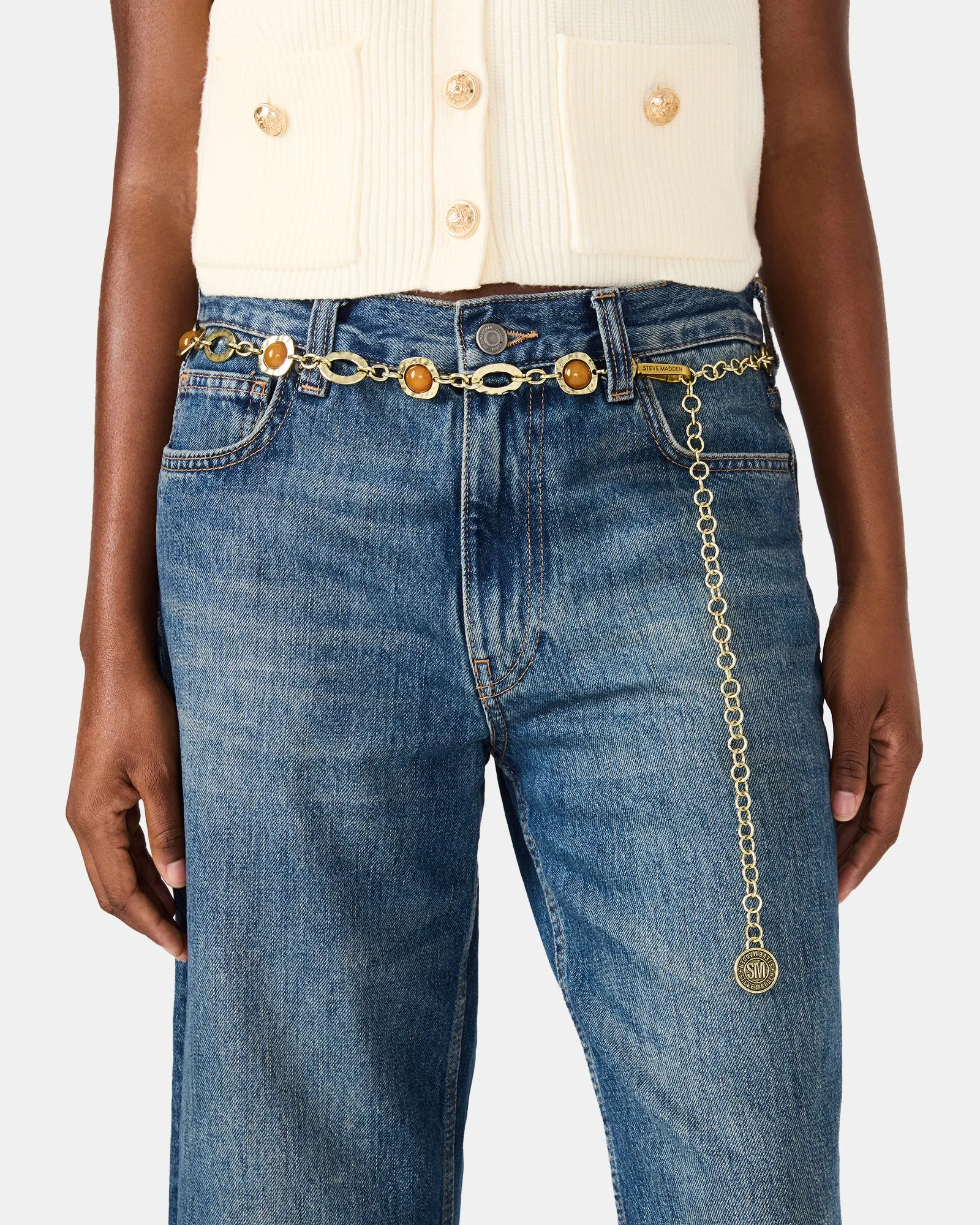 COLORED STONE CHAIN BELT GOLD sold by Steve Madden product image thumbnail 3