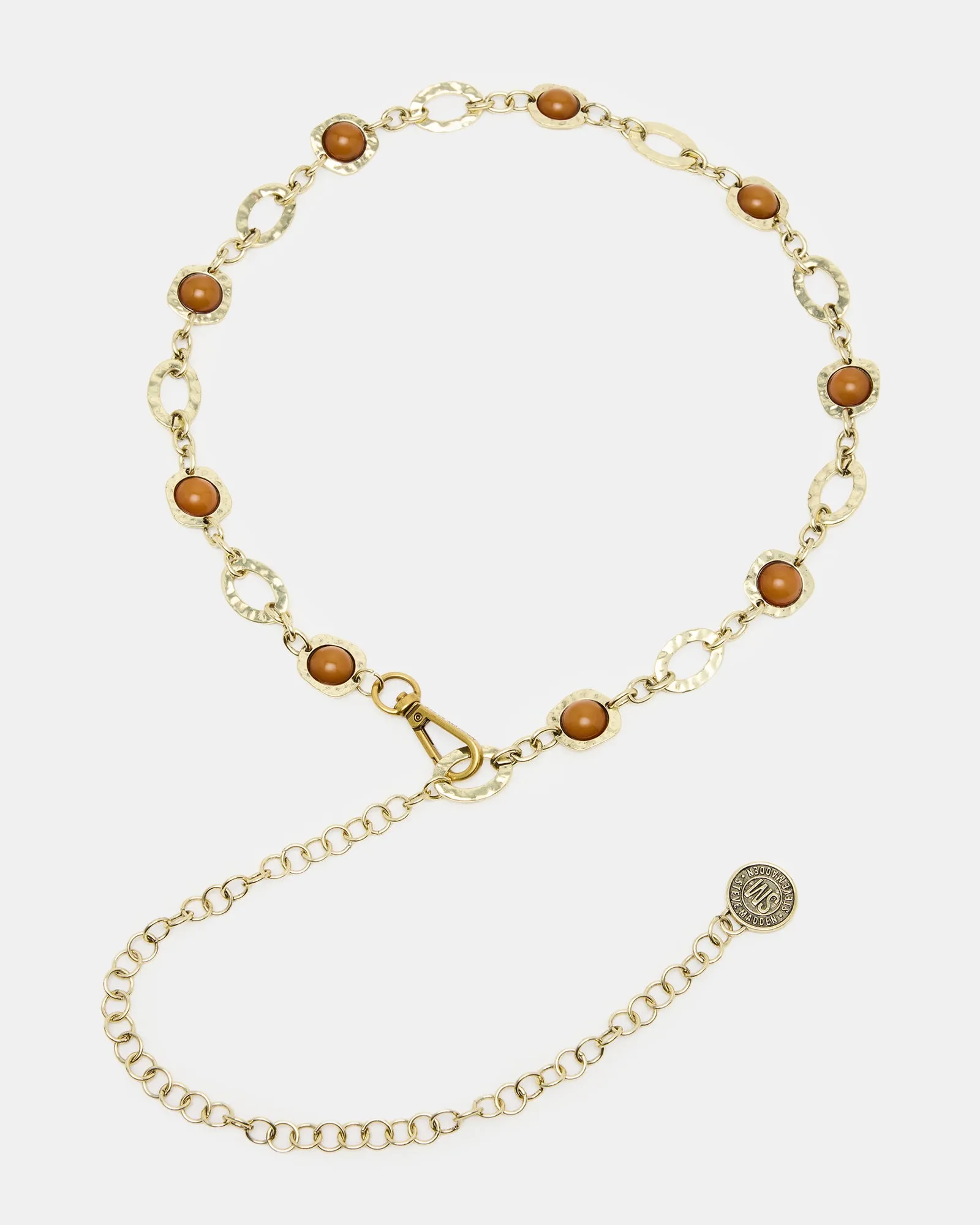 COLORED STONE CHAIN BELT GOLD sold by Steve Madden