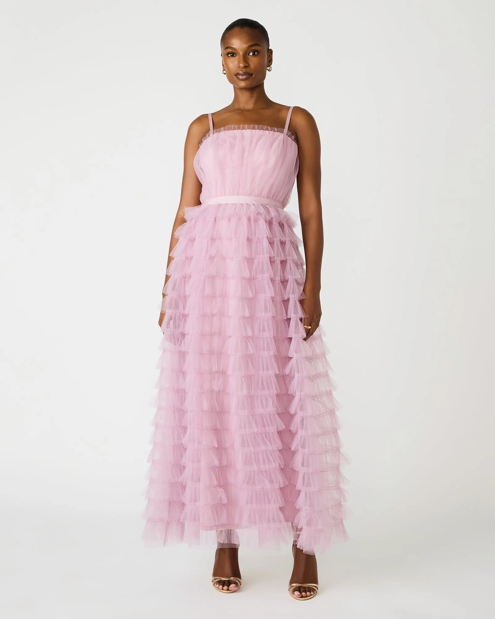 TIERED TULLE GOWN DAWN PINK sold by Steve Madden