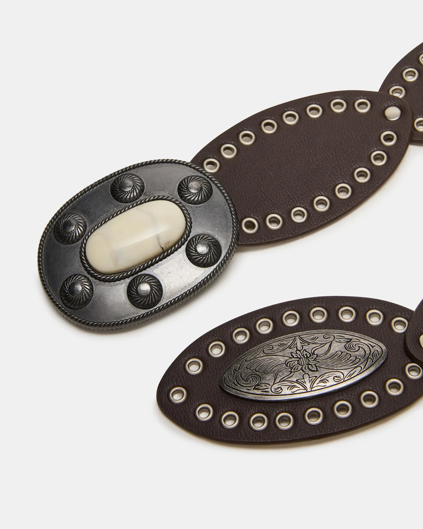 BOHO OVAL STUDDED DISC BELT BROWN sold by Steve Madden product image thumbnail 2