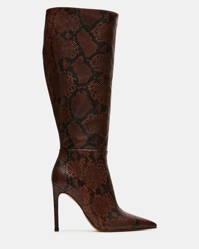 NITRO BROWN SNAKE WIDE CALF - SM REBOOTED made by Steve Madden
