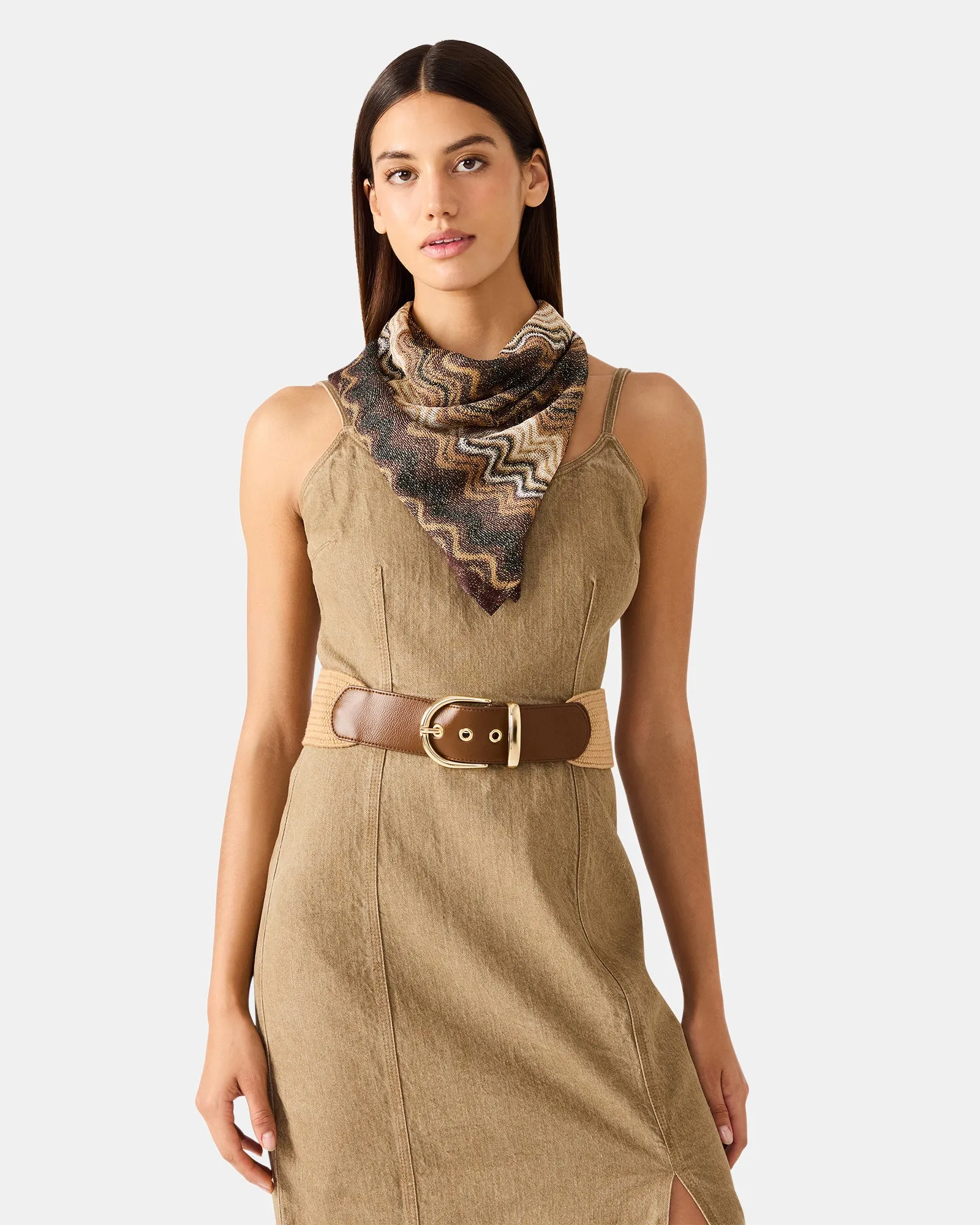 WAVY SHIMMER SQUARE SCARF NEUTRAL sold by Steve Madden product image thumbnail 2