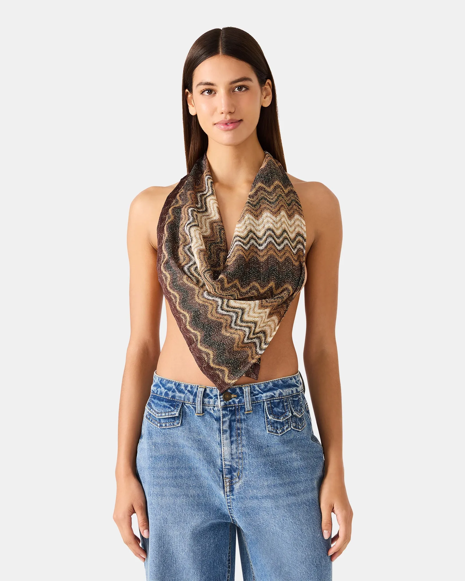 WAVY SHIMMER SQUARE SCARF NEUTRAL sold by Steve Madden product image thumbnail 4