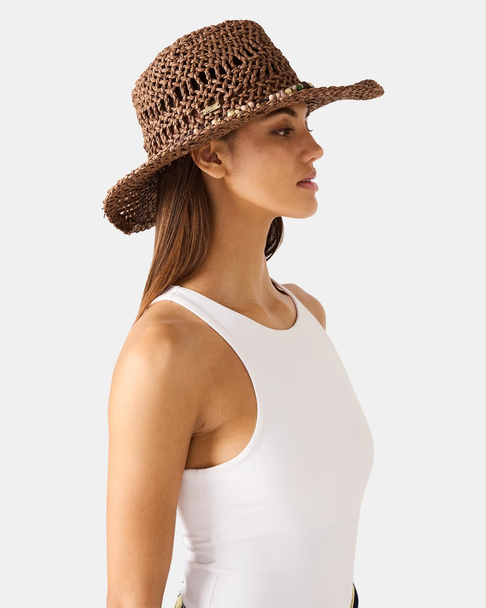 LEI BEADED TRIM WESTERN HAT CHOCOLATE sold by Steve Madden product image thumbnail 5