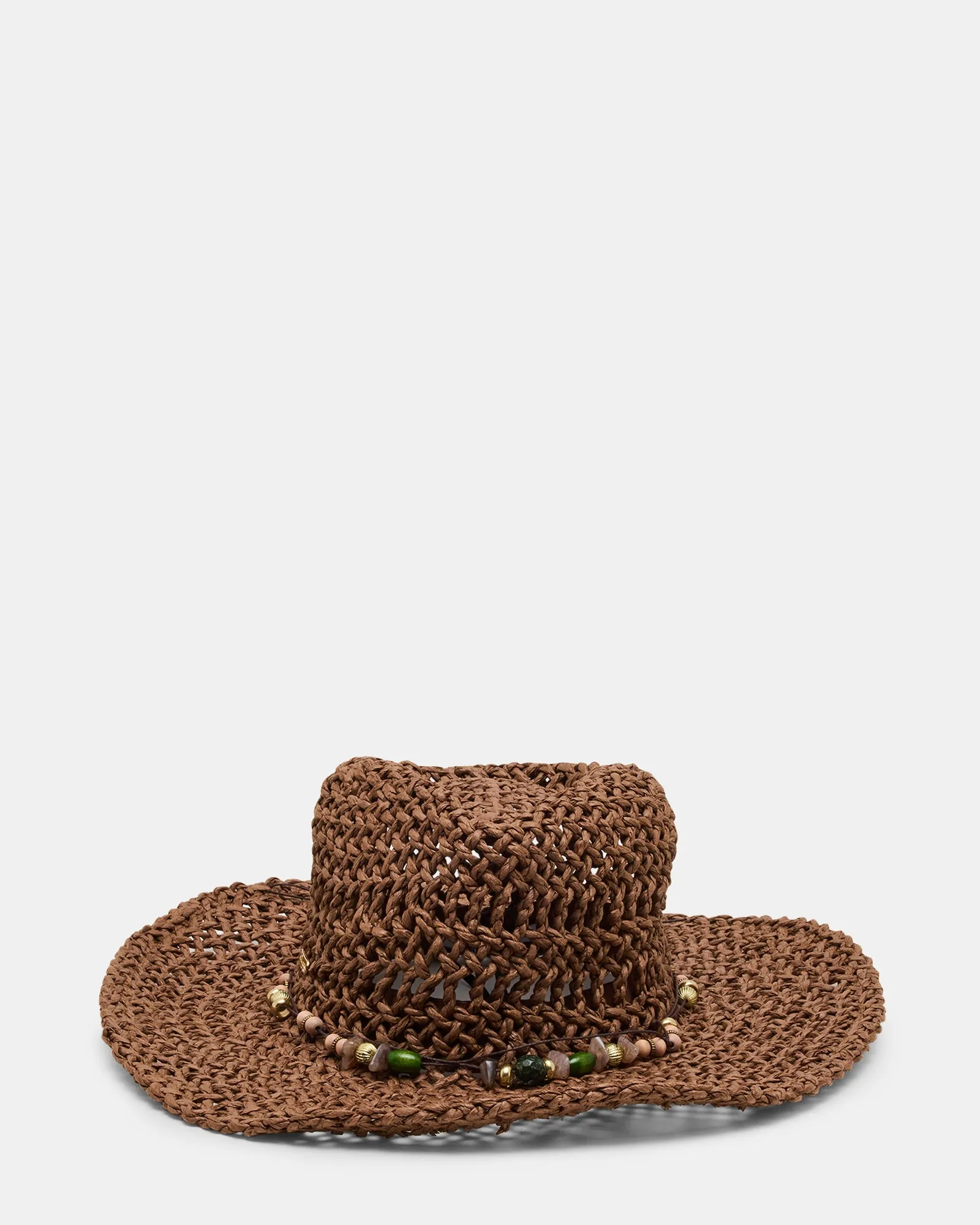 LEI BEADED TRIM WESTERN HAT CHOCOLATE sold by Steve Madden