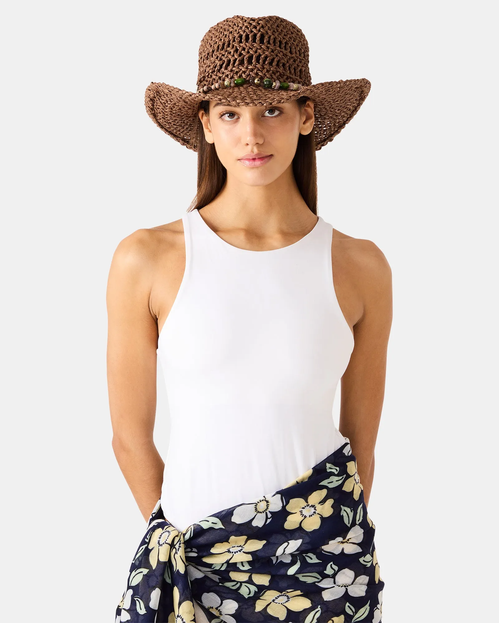 LEI BEADED TRIM WESTERN HAT CHOCOLATE sold by Steve Madden product image thumbnail 4