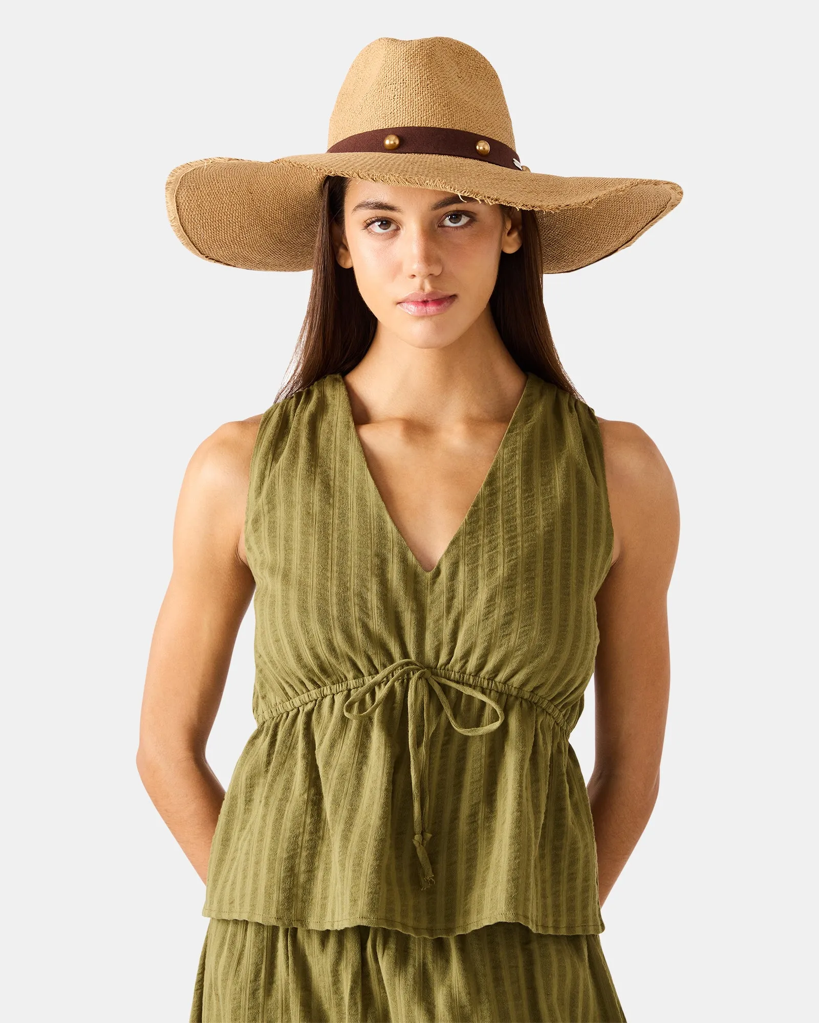 BOHO GLAM STUDS STRAW HAT TAN sold by Steve Madden product image thumbnail 3