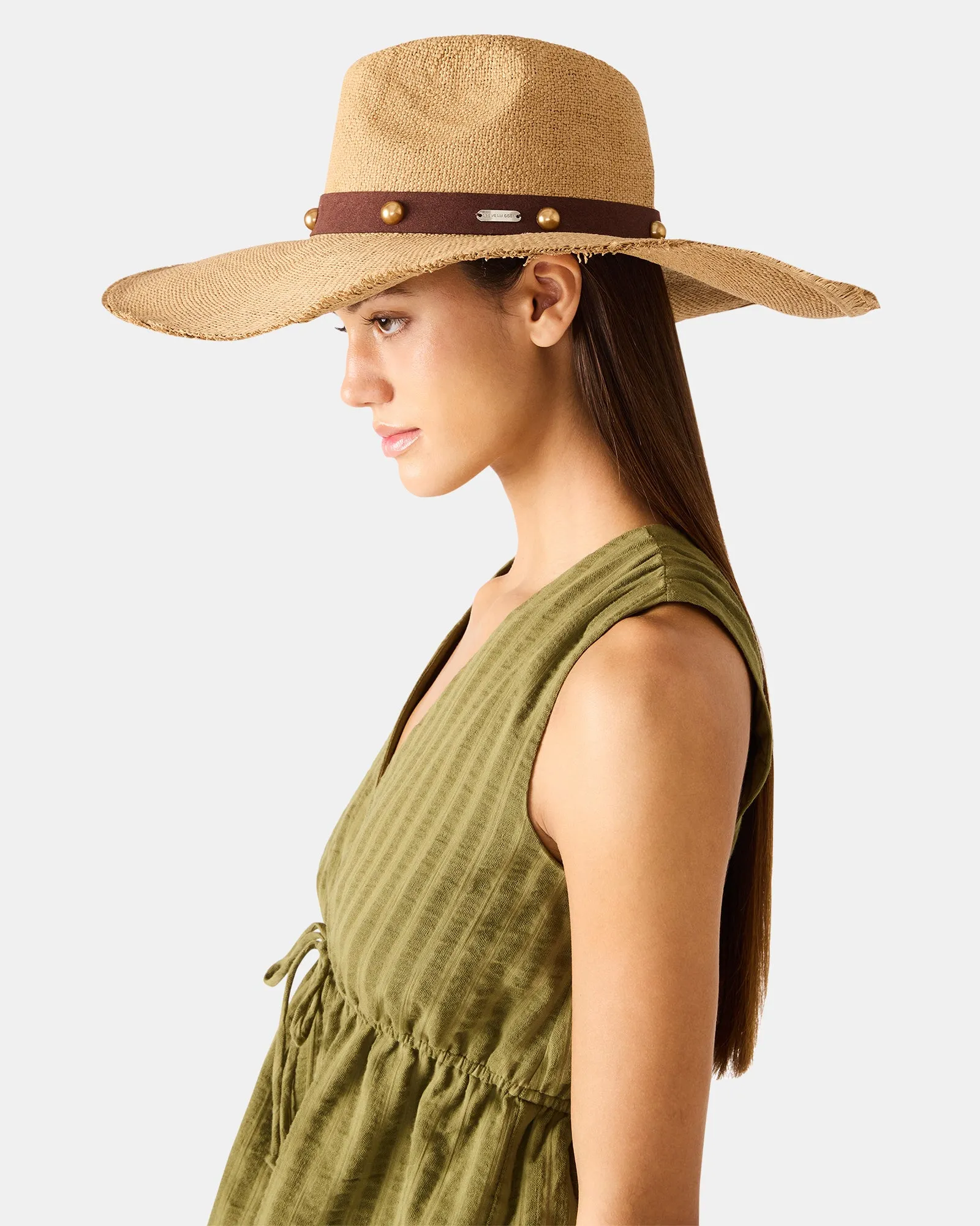 BOHO GLAM STUDS STRAW HAT TAN sold by Steve Madden product image thumbnail 4