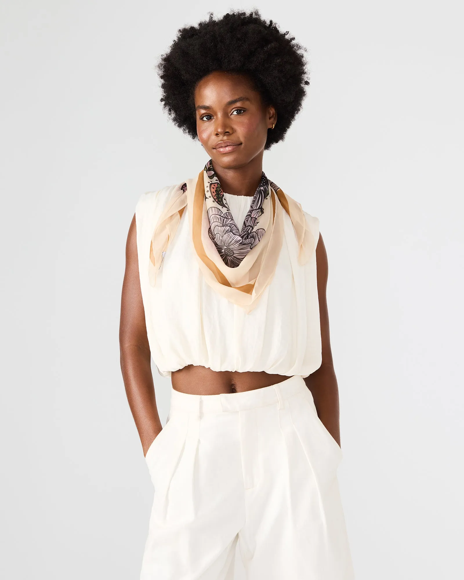 BOHO FLORAL SQUARE SCARF IVORY sold by Steve Madden product image thumbnail 2