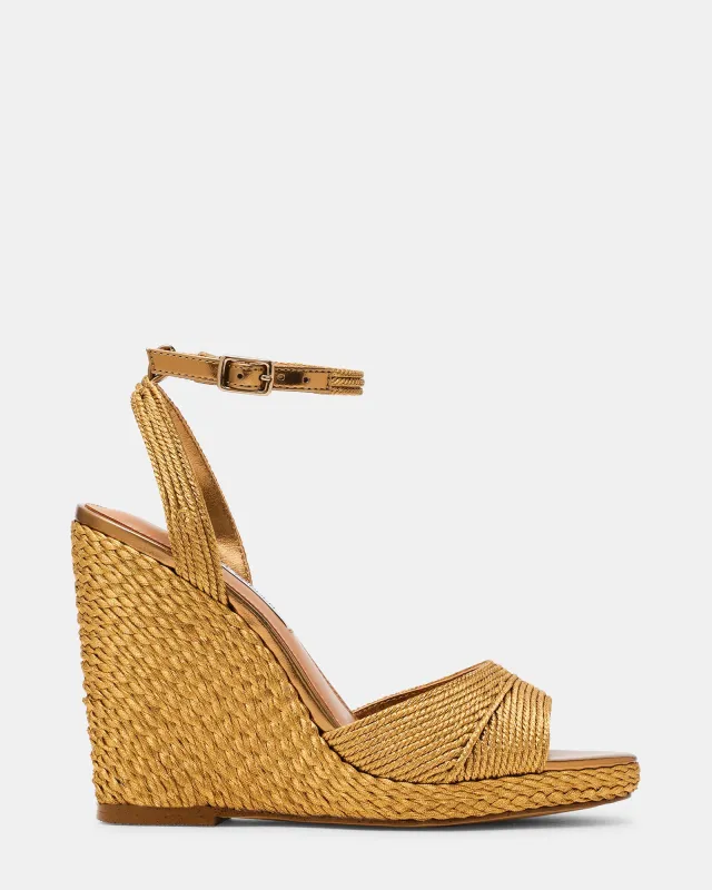 DEVIN BRONZE RAFFIA sold by Steve Madden