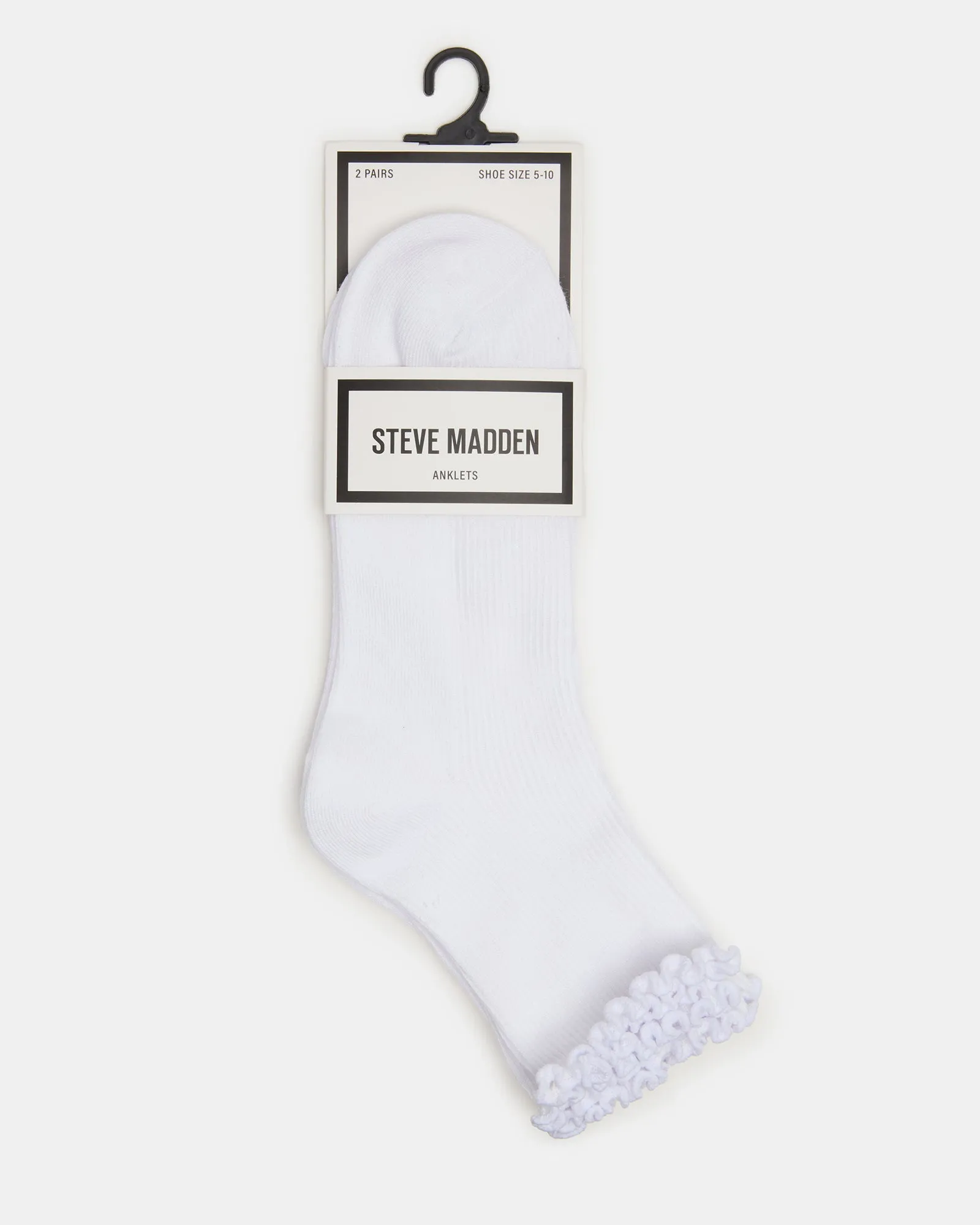 2 PACK LETTUCE EDGE RIB ANKLET SOCKS WHITE sold by Steve Madden product image thumbnail 3