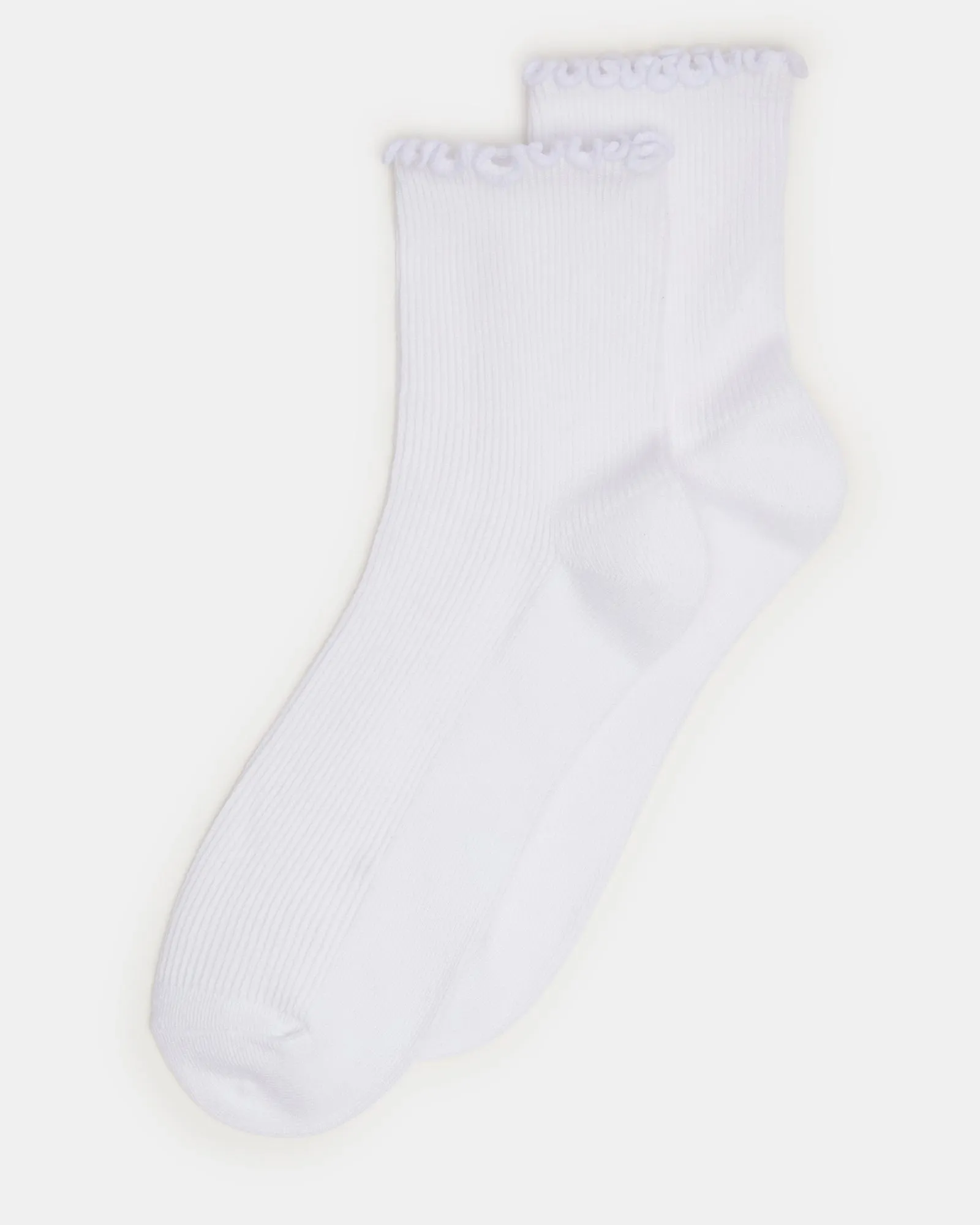 2 PACK LETTUCE EDGE RIB ANKLET SOCKS WHITE sold by Steve Madden
