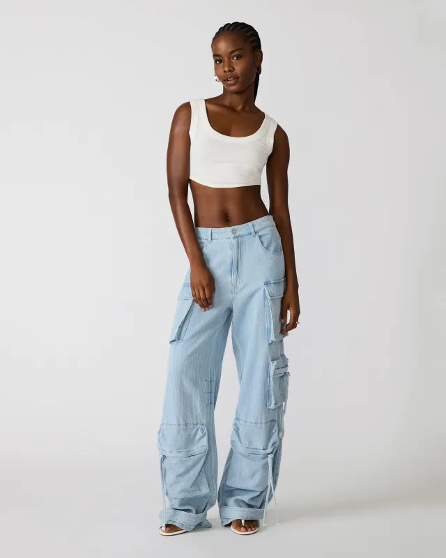 DUO PANT FADED BLUE DENIM made by Steve Madden