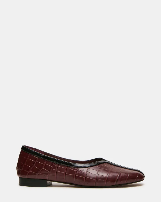 DORELIA BURGUNDY CROCODILE LEATHER made by Steve Madden