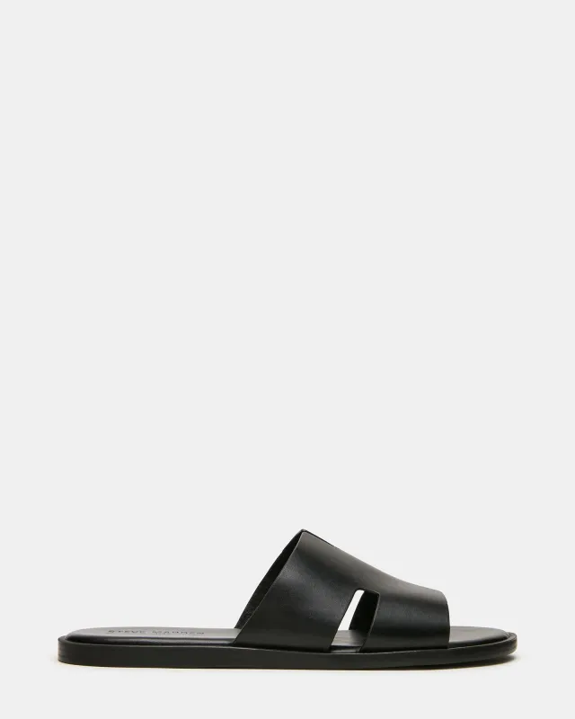 YUSSUF BLACK LEATHER made by Steve Madden