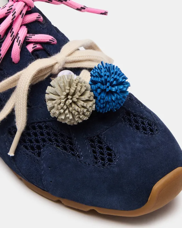 AZIEL SNEAKER & POM SHOE CHARM BLUE/MULTI BUNDLE made by Steve Madden