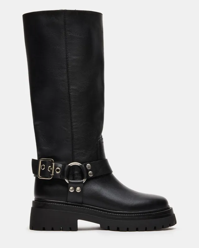 EVEREST BLACK LEATHER made by Steve Madden